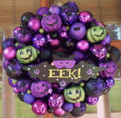 Purple Halloween EEK Wreath