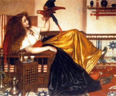 V. Cameron Prinsep- Woman Reclining with a Parrot