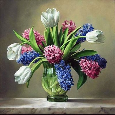 Hyacinths with Tulips