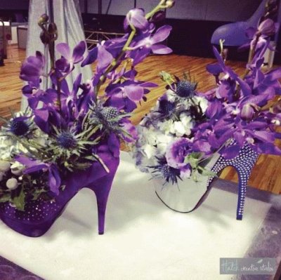 Orchid Centerpieces in High Heels