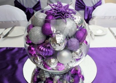 Purple and Silver Christmas Centerpiece