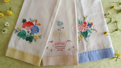 Lovely Hand Stitched Tea Towels