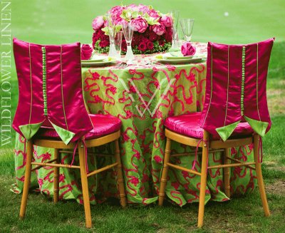 Elegant Fuchsia and Citron Table Linen