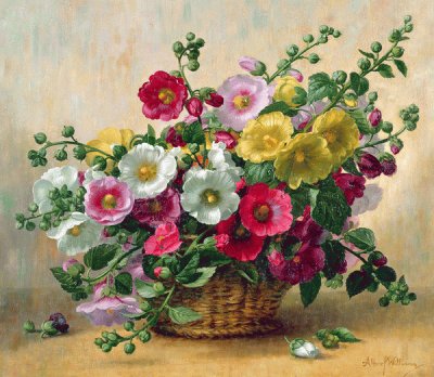 Hollyhocks in a Basket