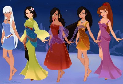 Kida Mulan Esmeralda Pocahontas Megara