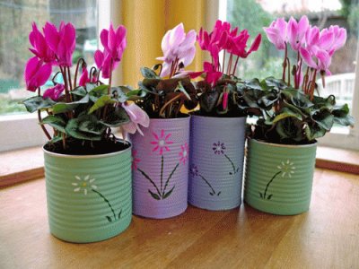 Decorated Tin Cans for Flower Pots-Craft