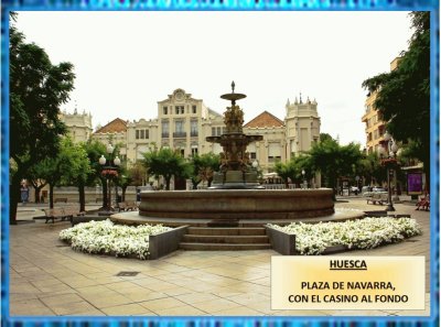 HUESCA - PLAZA DE NAVARRA CON EL CASINO AL FONDO