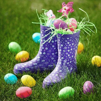 Easter Treats in Rain Boots-Cute!