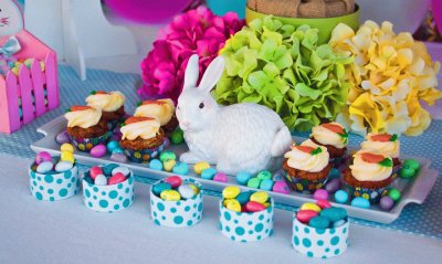 Easter Bunny Guarding the Carrot Cupcakes