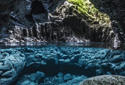 Cave above and below water