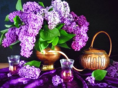 Beautiful Lilac Still Life-Art