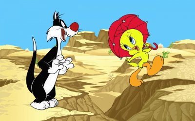 Piolin y Silvester en el desierto