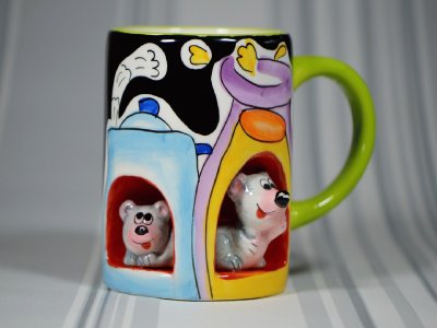 Taza- Ratones, Porcelana.