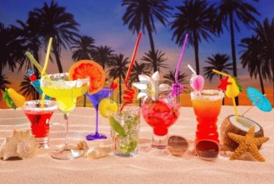 Tropical Cocktails on White Sand