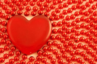 Love Heart with Red Pearl Beads