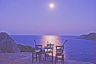 Ouzo and Bouzouki Under Full Moon-Greece