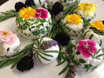 Goat Cheese Topped with Edible Flowers