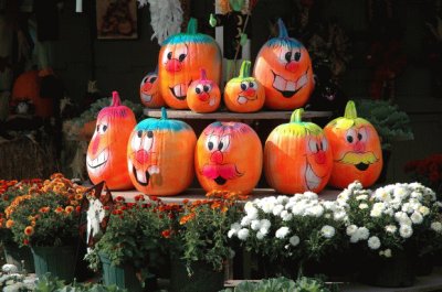 Cute Pumpkins with Painted Faces