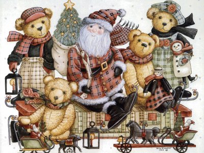 Santa Goes Skating with the Teddy Bears