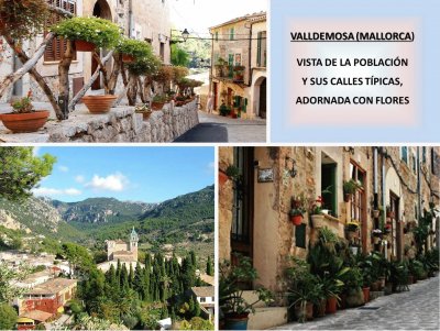 VALLDEMOSA (MALLORCA) - VISTA DE LA POBLACION Y SUS CALLES ADORNADAS