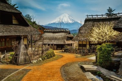 Pueblo y monte Fuji-JapÃ³n