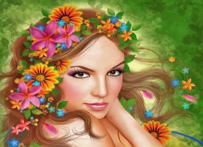 rostro con flores