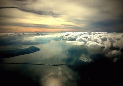 Airplane view above Lisbon