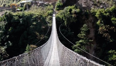 Hanging Bridge of Ghasa in Himalayas