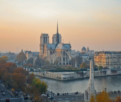 coucher de soleil sur Notre-dame