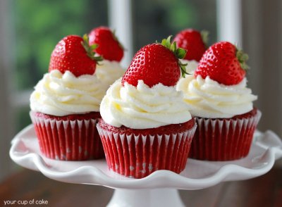 Strawberry Red Velvet Cupcake