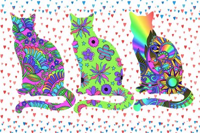 Colour cat trio