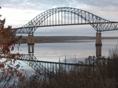 Centennial Bridge on calm fall day