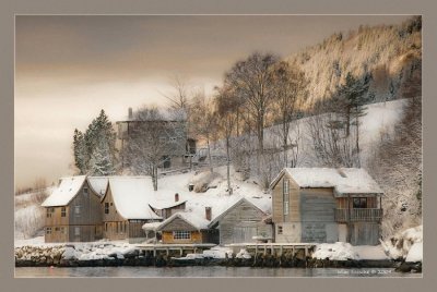 village sous la neige