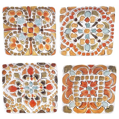 colorful plates, pottery fall colors