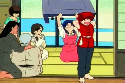 akane golpea a ranma con una mesa