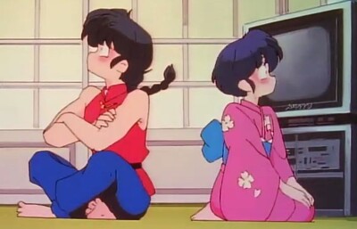 ranma y akane se sonrojan por abrazarse ranma 1/2