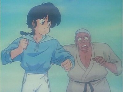 ranma corriendo con su padre ranma 1/2