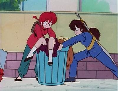 ranma y ukyo meten a subaza en la basura ranma 1/2