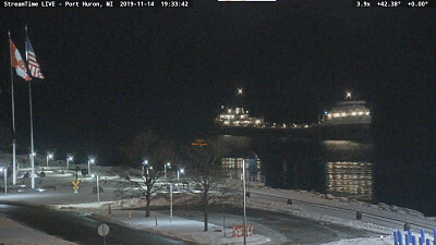 m/v Ojibway, on a snowy night