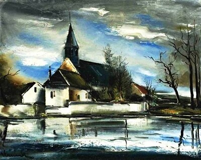 Vlaminck église au bord du fleuve