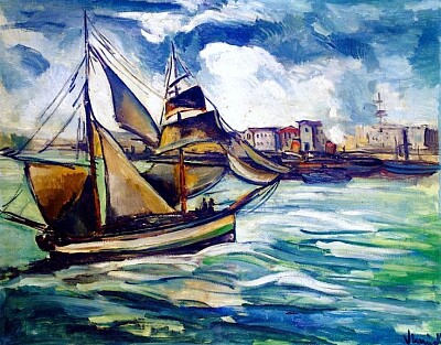 Vlaminck les voiles sur fleuve vert