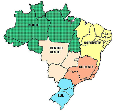 Mapa do Brasil Regiões