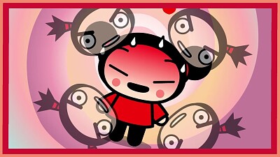 pucca piensa que esta viendo a muchos garus pucca