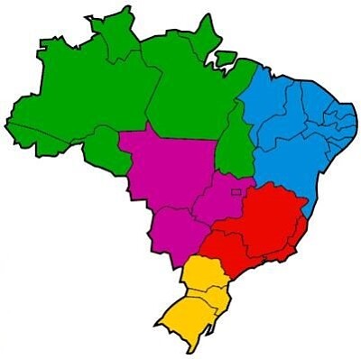 Mapa Regiões do Brasil