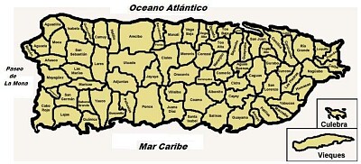 MAPA DE PUERTO RICO - PUEBLOS