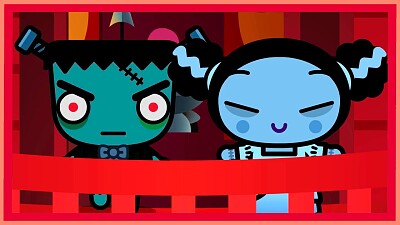 pucca convirtio a garu en un frankenstein pucca