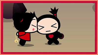 pucca besa a garu gracias a una campana pucca