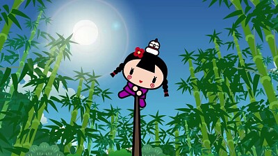 ching intenta esquivar los ataques de tobe pucca