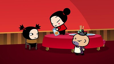 pucca va a tomar algo para hacerse chiquita pucca