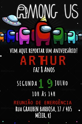 CONVITE ANIVERSÁRIO ARTHUR